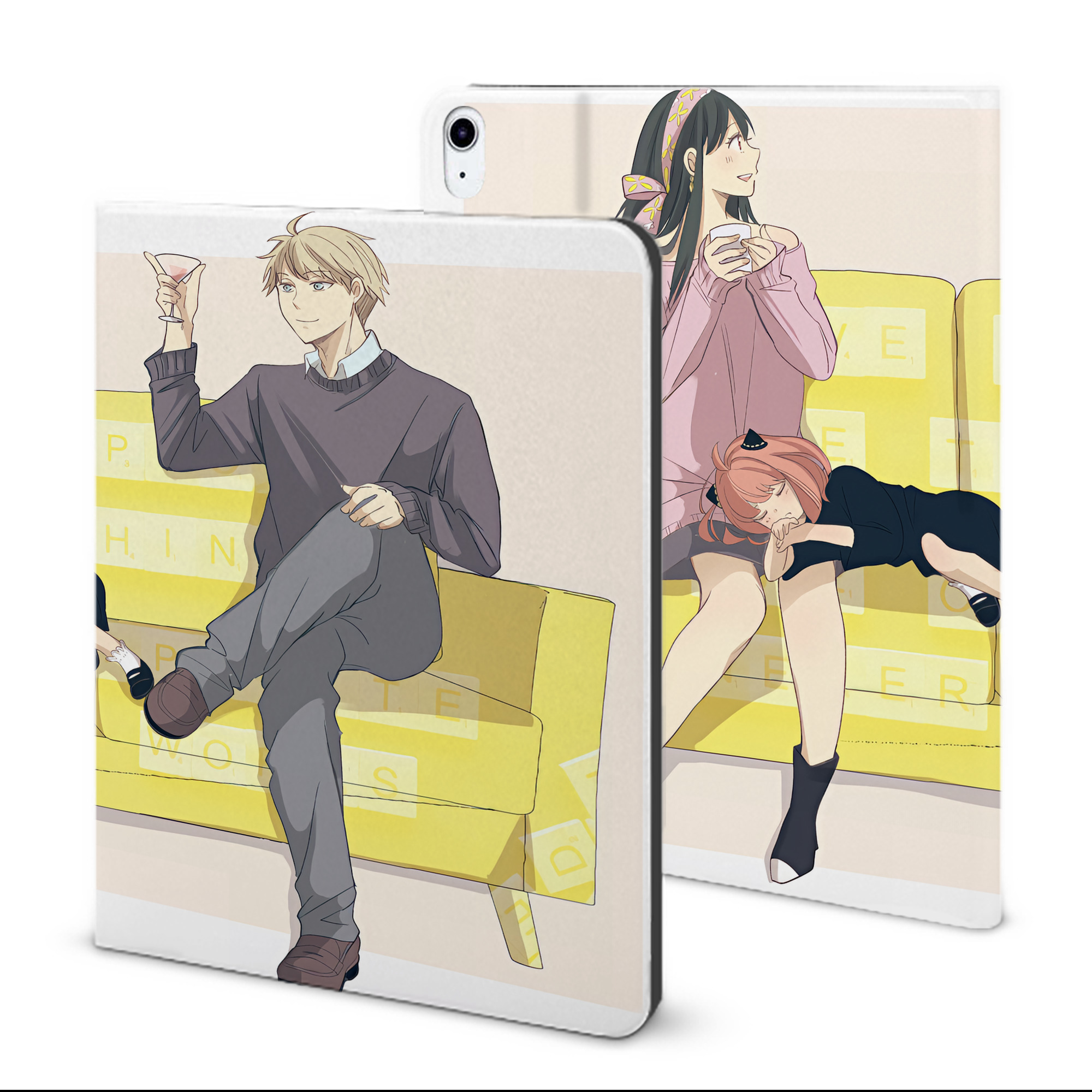 （画像用） SPY×FAMILY间谍家家酒 IPad ケース ブック型 PUレザー TPU 耐衝撃 軽量 薄型 ペン収納なし 全面保護 IPad 各モデル対応